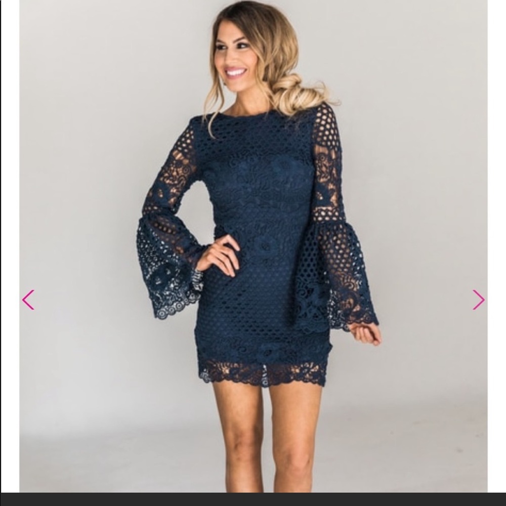 The Pink Lily navy lace dress